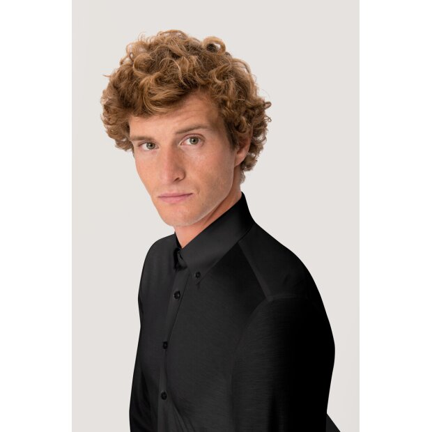 Hakro Hemd Natural Stretch Regular Herren 0130005004 schwarz S