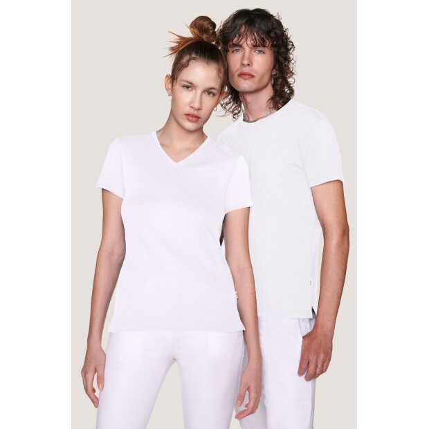 Hakro Cotton Tec Damen V-Shirt 0169001003 weiß XS