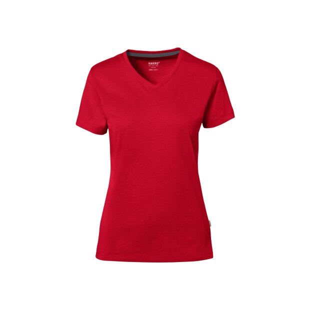 HAKRO Cotton Tec Damen V-Shirt | Damen | 0169002004 | rot | Gr. S