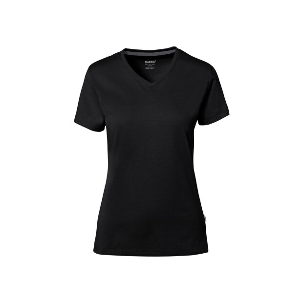 HAKRO Cotton Tec Damen V-Shirt | Damen | 0169005004 | schwarz | Gr. S