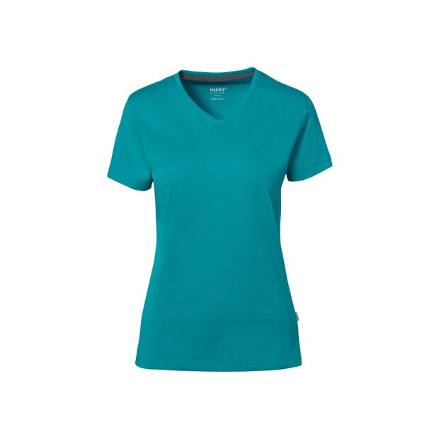 HAKRO Cotton Tec Damen V-Shirt | Damen | 0169012006 | smaragd | Gr. L