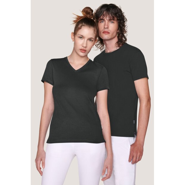 Hakro Cotton Tec Damen V-Shirt 0169028005 anthrazit M