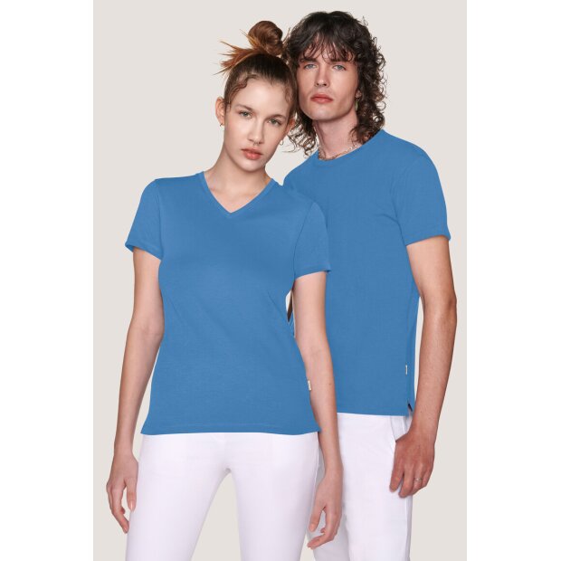 Hakro Cotton Tec Damen V-Shirt 0169041005 malibublau M