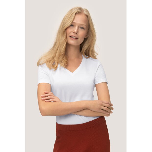 Hakro Damen V-Shirt Stretch Damen 0172001009 weiß 3XL