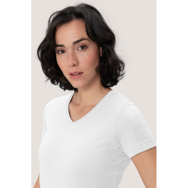HAKRO Damen T-Shirt MIKRALINAR® No. 181 V-Ausschnitt weiß S