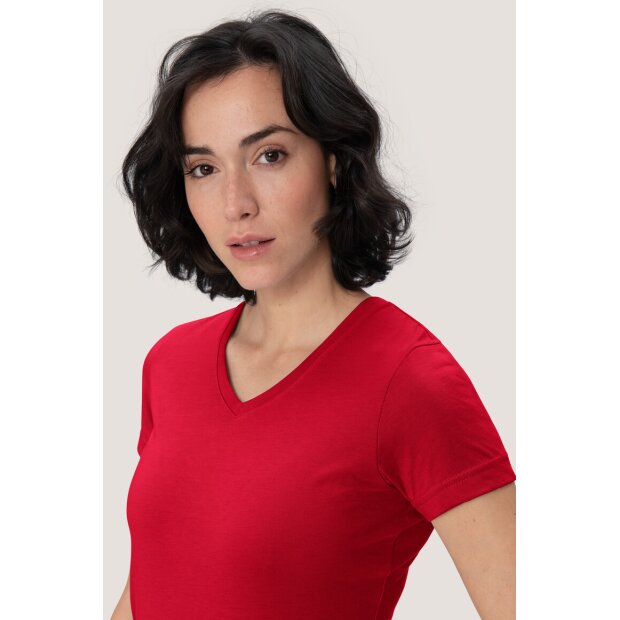 HAKRO Damen T-Shirt MIKRALINAR® No. 181 V-Ausschnitt rot XL