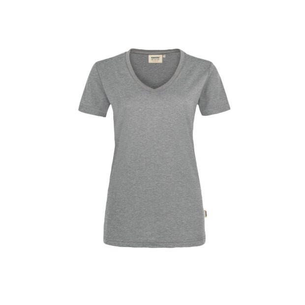 HAKRO Damen T-Shirt MIKRALINAR® No. 181 V-Ausschnitt grau meliert S