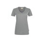 HAKRO Damen T-Shirt MIKRALINAR® No. 181 V-Ausschnitt grau meliert 4XL