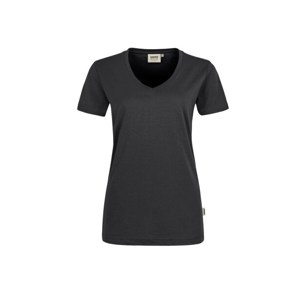 HAKRO Damen T-Shirt MIKRALINAR® No. 181 V-Ausschnitt karbongrau 3XL