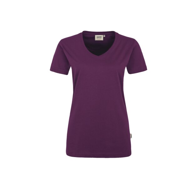 HAKRO Damen V-Shirt Mikralinar® | Damen | 0181118003 | aubergine | Gr. XS