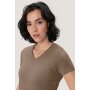 HAKRO Damen T-Shirt MIKRALINAR® No. 181 V-Ausschnitt nougat XS