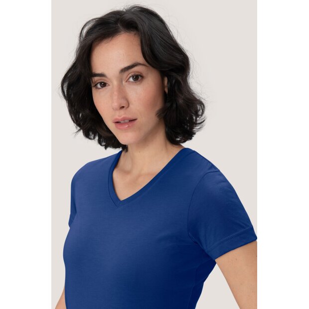 HAKRO Damen T-Shirt MIKRALINAR® No. 181 V-Ausschnitt ultramarinblau L