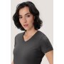 HAKRO Damen T-Shirt MIKRALINAR® No. 181 V-Ausschnitt anthrazit meliert XS