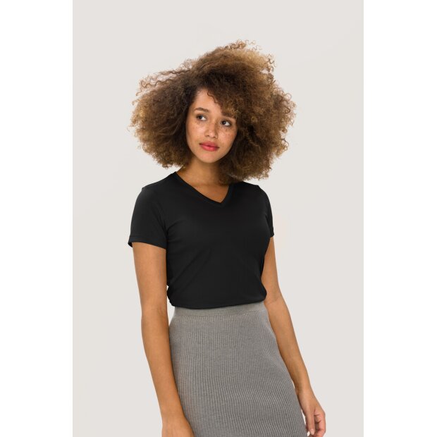 Hakro Damen V-Shirt COOLMAX® 0187005004 schwarz S