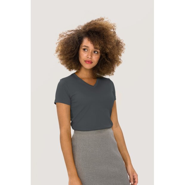 Hakro Damen V-Shirt COOLMAX® 0187028003 anthrazit XS
