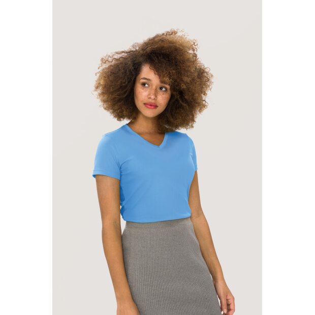 Hakro Damen V-Shirt COOLMAX® 0187041006 malibublau L