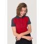 HAKRO Damen Poloshirt Contrast Mikralinar® | 0239 rot/anthrazit XL