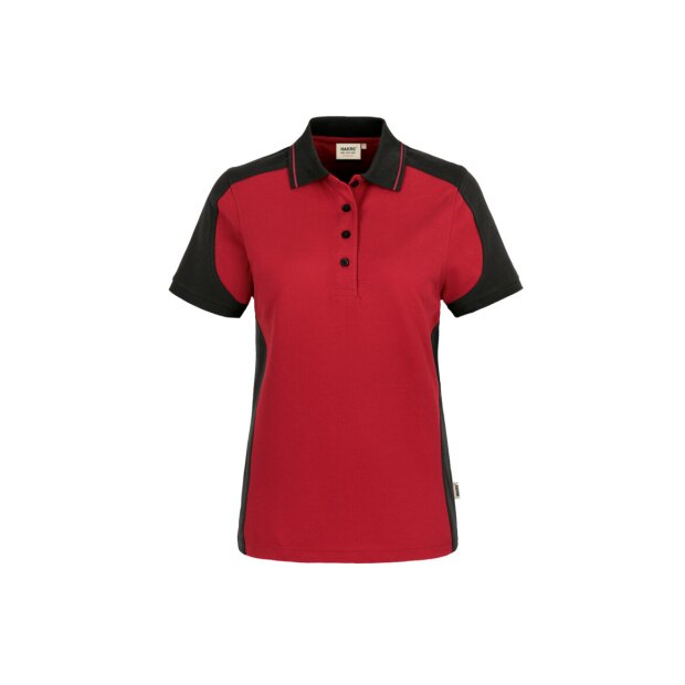 HAKRO Damen Poloshirt Contrast Mikralinar® | 0239 rot/anthrazit 6XL