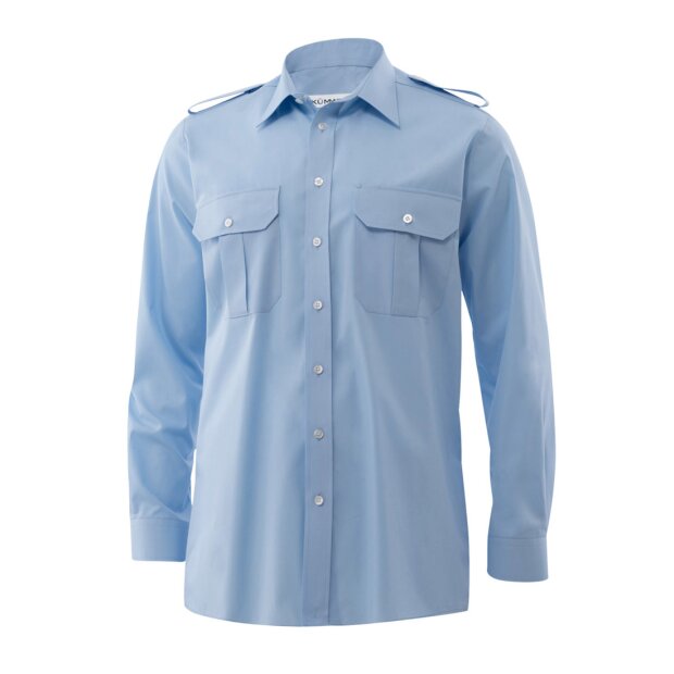 Kümmel Diensthemd Howard Herren Langarm mit Schulterklappen Classic Fit hellblau 47/48